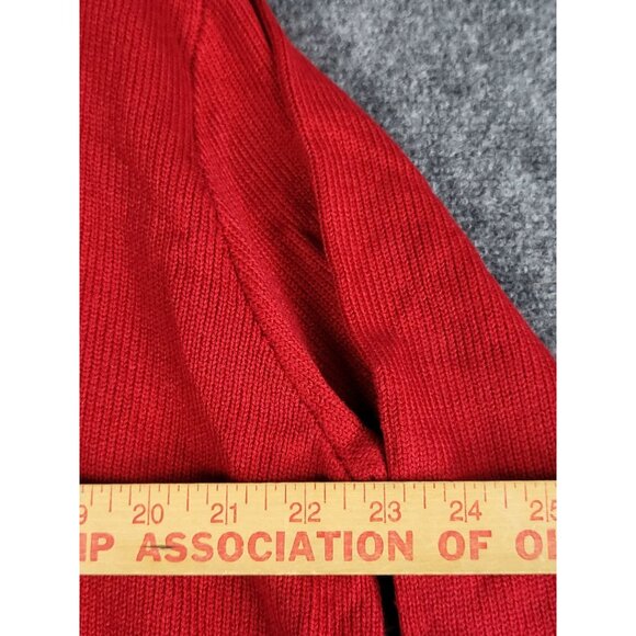 Vintage 80's Uniform Mills Cardigan Sweater Men Sz XL Red V NECK Knit USA Office - Picture 7 of 10